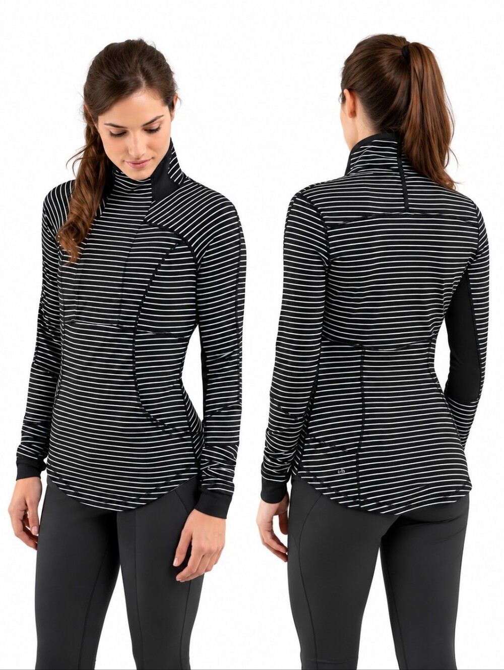 Lululemon Base Runner 1/2 Zip Parallel Stripe Black White Rulu Pullover Size 2